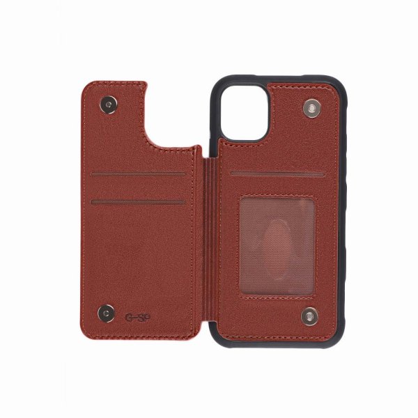 iPhone 11 Pro Cover Udfoldelig Kortholder Brun