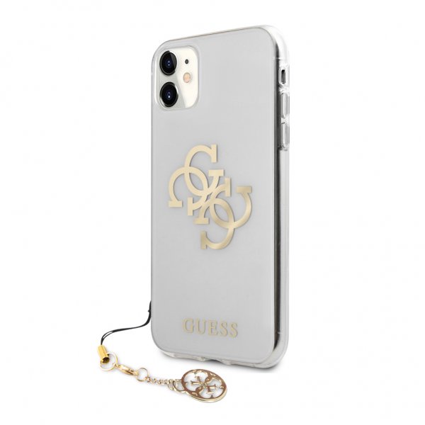 Guess iPhone 11 Cover 4G Logo Guld Gennemsigtig