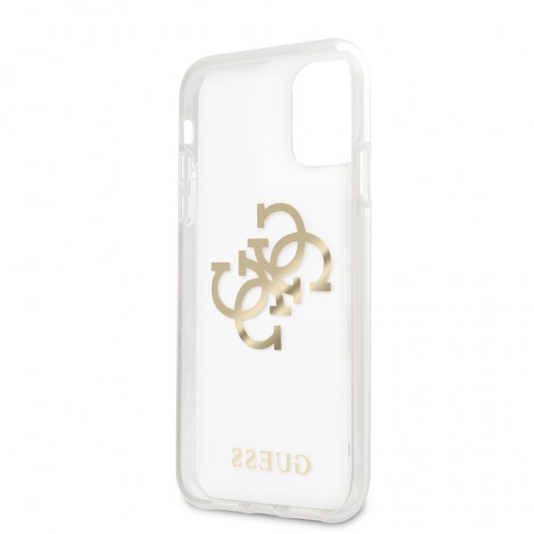 Guess iPhone 11 Cover 4G Logo Guld Gennemsigtig