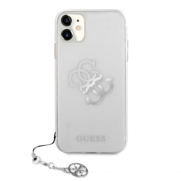 Guess iPhone 11 Cover 4G Logo Sølv Klar
