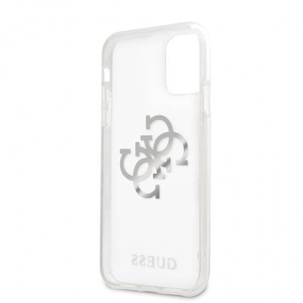 Guess iPhone 11 Cover 4G Logo Sølv Klar