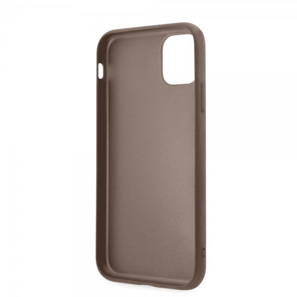 Guess iPhone 11 Cover Double Cardslot Metal Triangle Brun