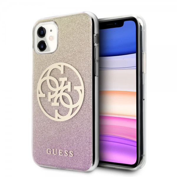 Guess iPhone 11 Cover Glitter Circle Rosaguld