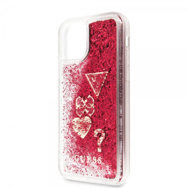 Guess iPhone 11 Cover Glitter Hearts Rød