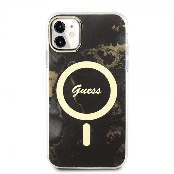 Guess iPhone 11 Cover Golden Marble MagSafe Sort