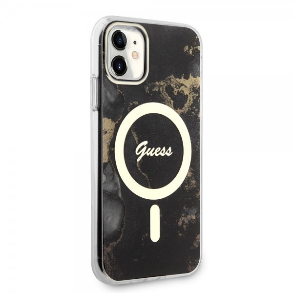 Guess iPhone 11 Cover Golden Marble MagSafe Sort