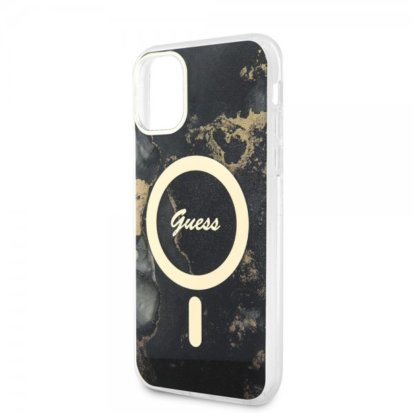 Guess iPhone 11 Cover Golden Marble MagSafe Sort
