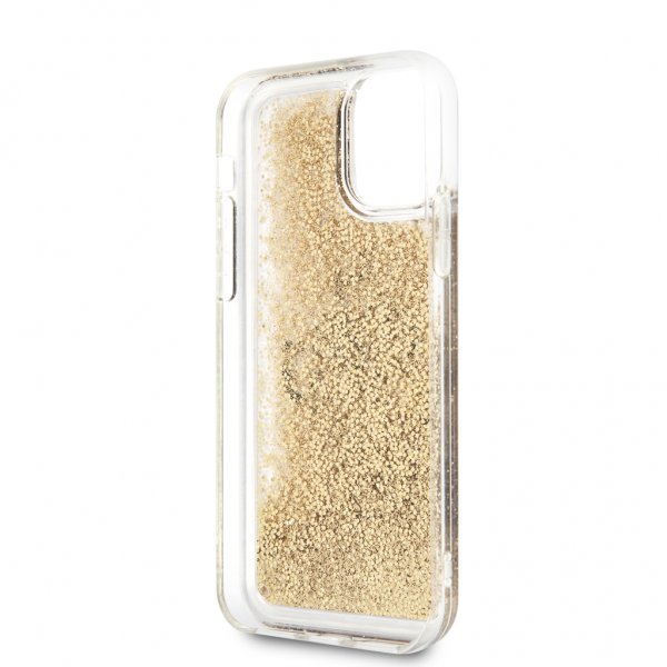 Guess iPhone 11 Cover Liquid Glitter Guld Klar