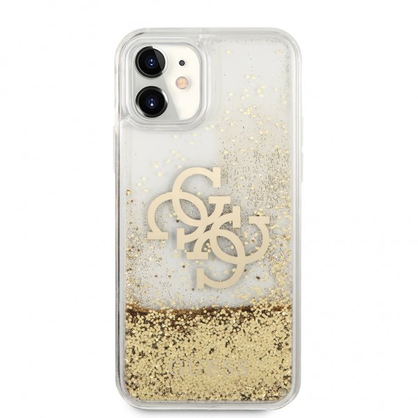 Guess iPhone 11 Cover Liquid Glitter Guld Klar