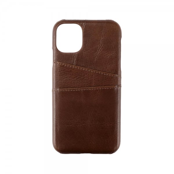 Onsala iPhone 11 Cover med to Kortlommer Ægte Læder Brun