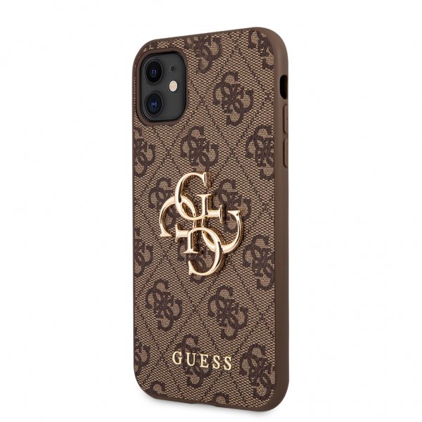 Guess iPhone 11 Cover Metal Logo Brun