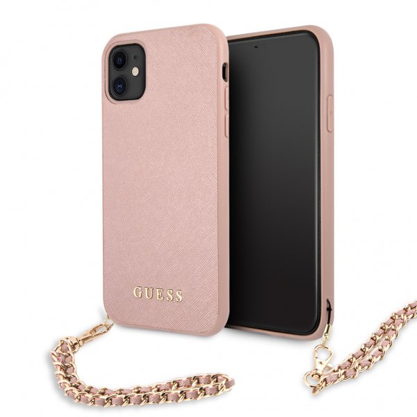 Guess iPhone 11 Cover Saffiano Chain Rosa