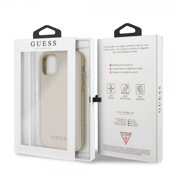 Guess iPhone 11 Cover Saffiano Guld