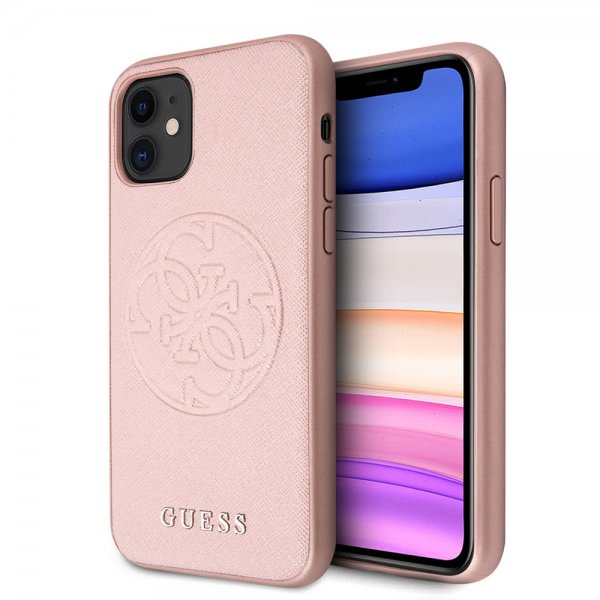 Guess iPhone 11 Cover Saffiano Rosaguld