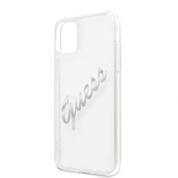 Guess iPhone 11 Cover Vintage Script Sølv Klar