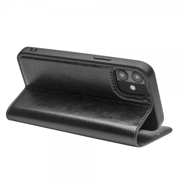 Qialino iPhone 12/iPhone 12 Pro Etui Ægte Læder Sort