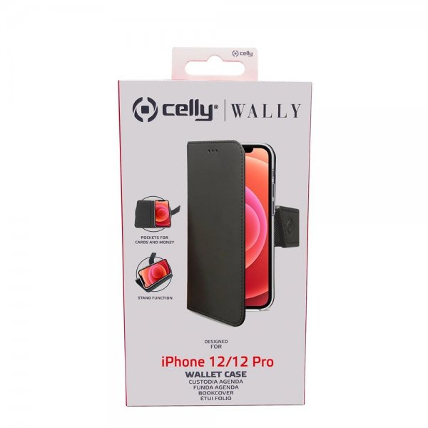 Celly iPhone 12/iPhone 12 Pro Etui Wally Wallet Case Sort