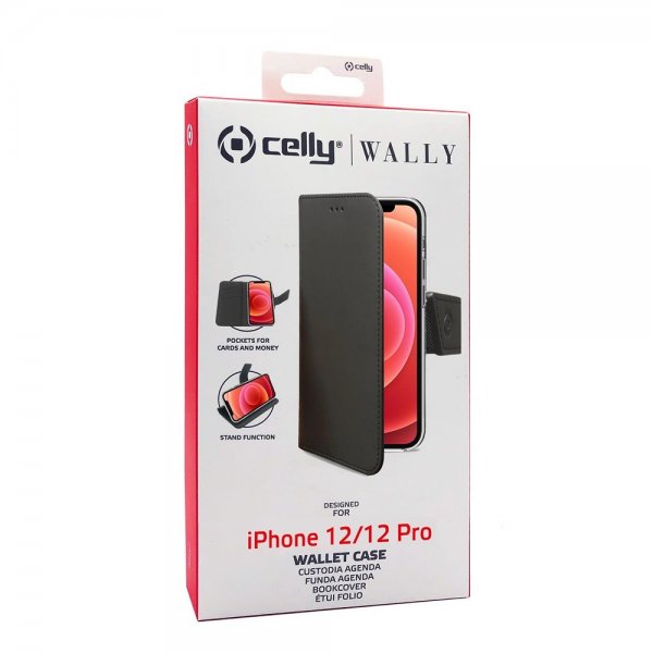 Celly iPhone 12/iPhone 12 Pro Etui Wally Wallet Case Sort