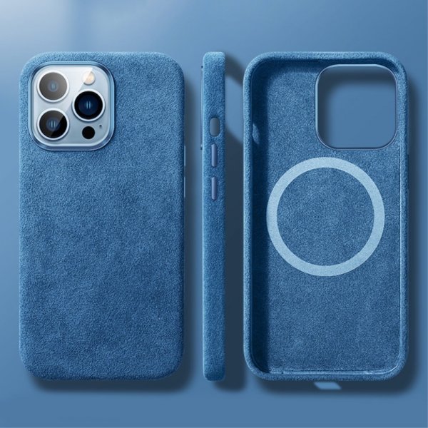 iPhone 12/iPhone 12 Pro Cover Alcantara MagSafe Blå