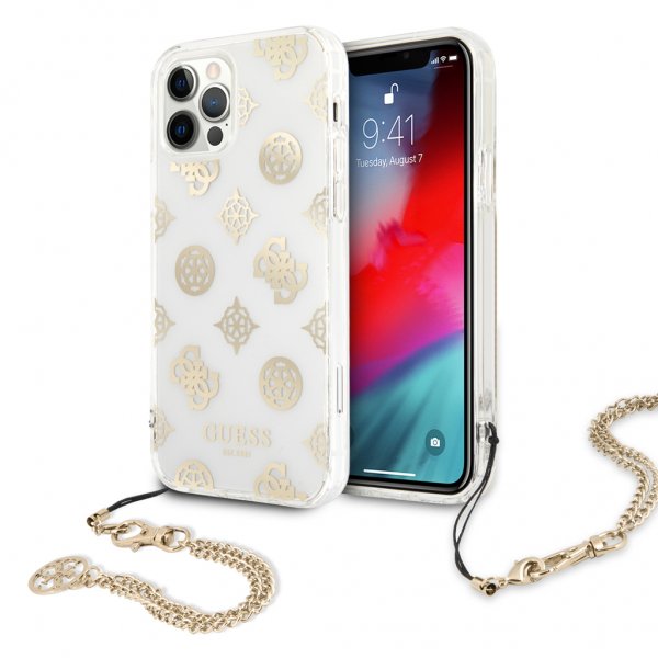 Guess iPhone 12/iPhone 12 Pro Etui Kæde Peony Guld