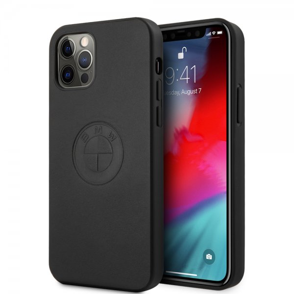 BMW iPhone 12/iPhone 12 Pro Cover Præget Logo Sort