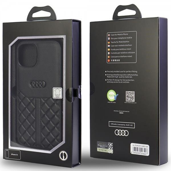 Audi iPhone 12/iPhone 12 Pro Cover Ægte Læder Etui Sort