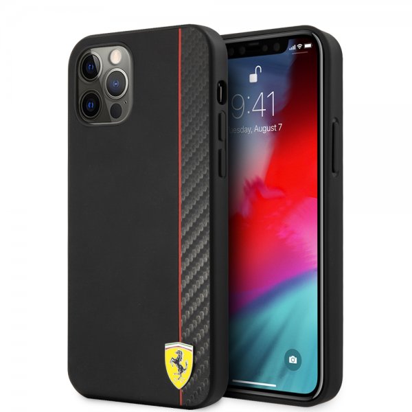 Ferrari iPhone 12/iPhone 12 Pro Cover On Track Carbon Stripe Sort