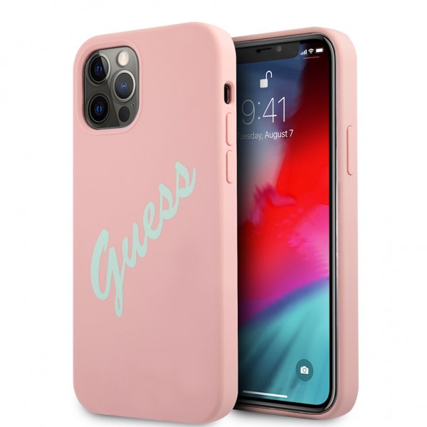 Guess iPhone 12/iPhone 12 Pro Cover Vintage Silicone Rosa