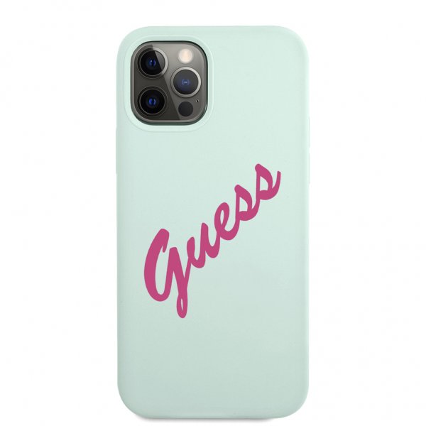 Guess iPhone 12/iPhone 12 Pro Cover Vintage Silicone Script Blå