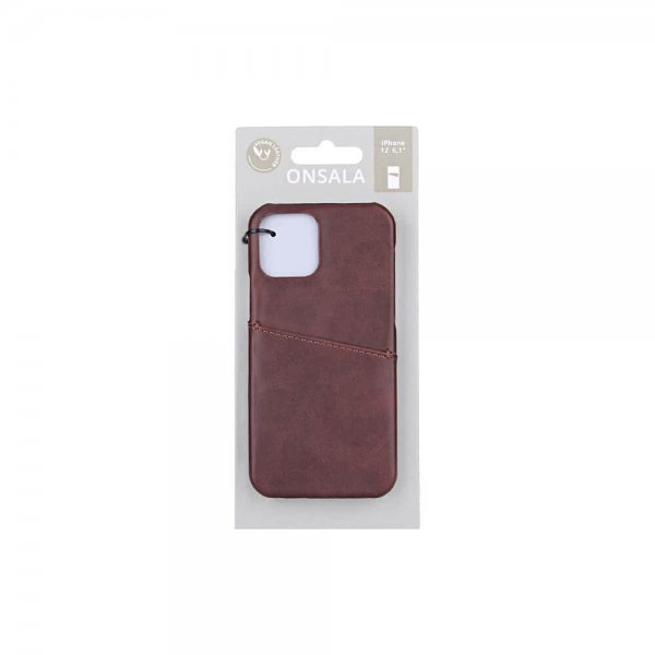 Onsala iPhone 12/iPhone 12 Pro Cover med Kortlomme Brun
