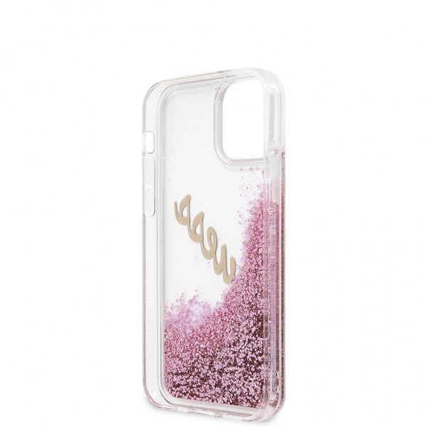 Guess iPhone 12 Mini Cover Liquid Glitter Vintage Rose