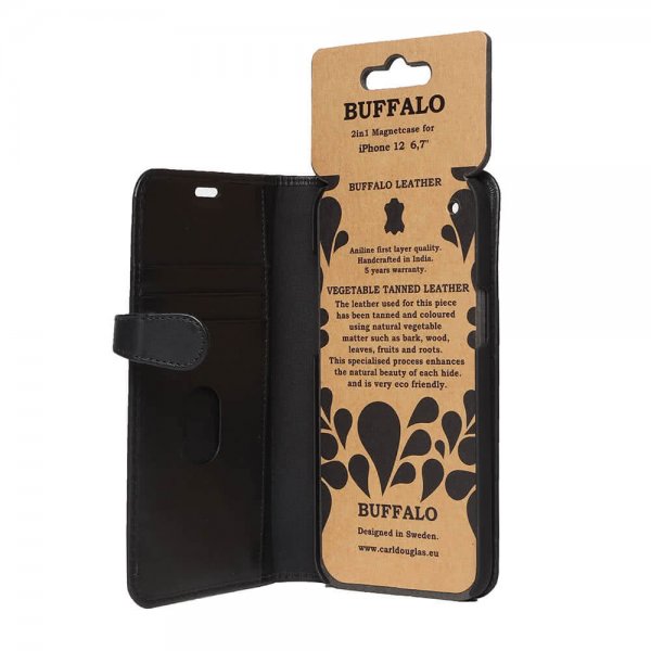 Buffalo iPhone 12 Pro Max Etui Buffalo Aftageligt Cover Sort
