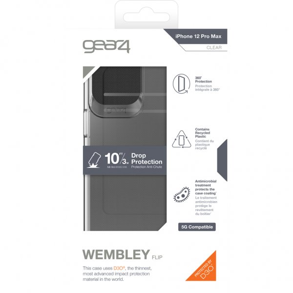 Gear4 iPhone 12 Pro Max Etui Wembley Flip Klar Sort