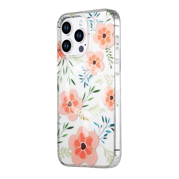 iPhone 12 Pro Max Cover Blomstermønster MagSafe Rosa