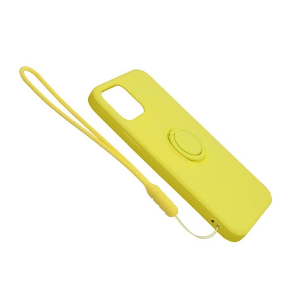 iPhone 12 Pro Max Silikone Cover med Ringholder Gul