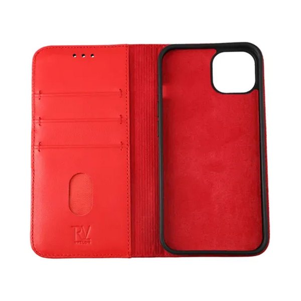 Rvelon iPhone 12 Pro Max Cover Ægte Læder Rød
