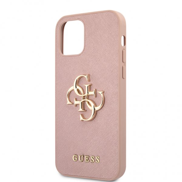 Guess iPhone 12 Pro Max Cover 4G Logo Saffiano Rosa