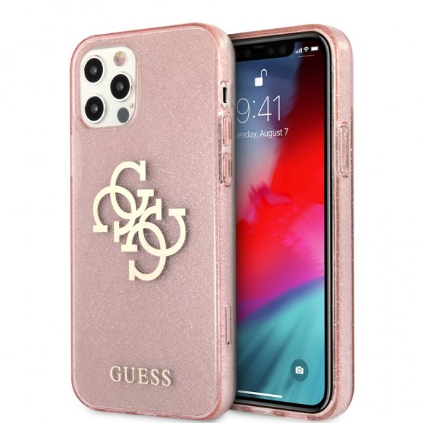 Guess iPhone 12 Pro Max Cover Fuld Glitter Rosa