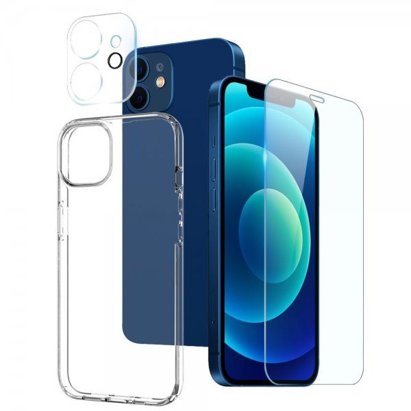 Northjo iPhone 12 Cover med Skærmbeskyttelse og Kamerabeskyttelse 3-i-1