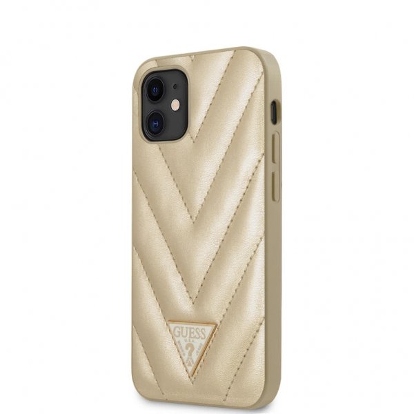 Guess iPhone 12 Mini Cover V Quilted Guld
