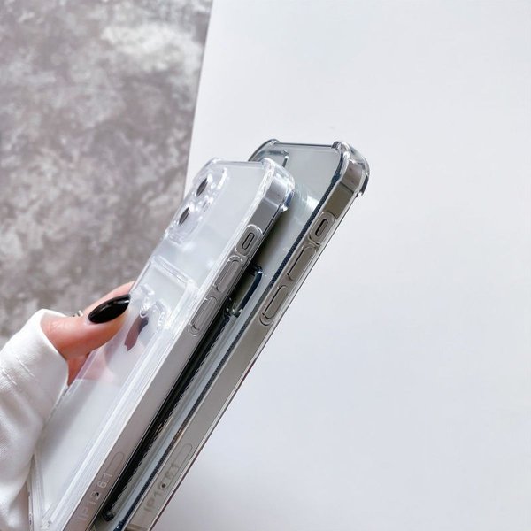 iPhone 12 Cover Kortholder Stødsikkert Transparent