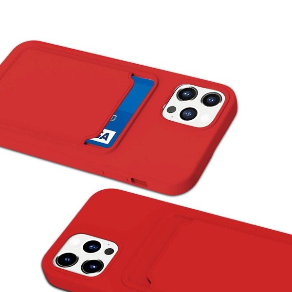 iPhone 12/iPhone 12 Pro Etui Kortholder Rød