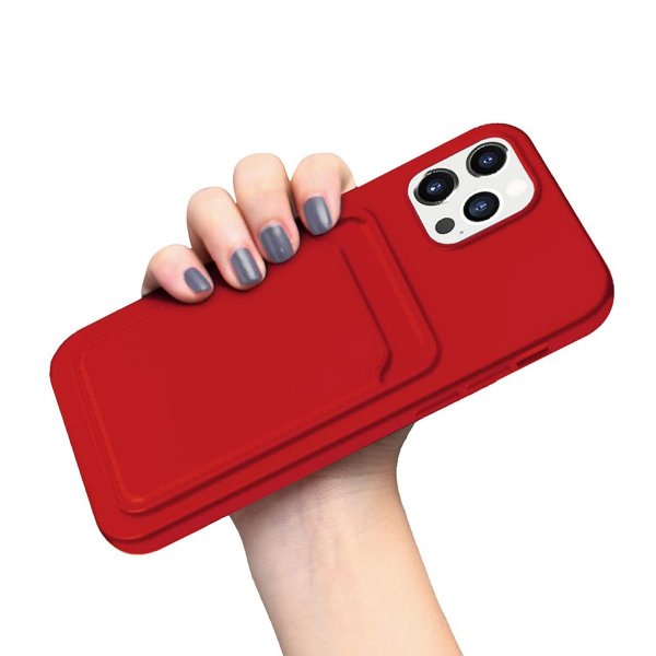 iPhone 12/iPhone 12 Pro Etui Kortholder Rød