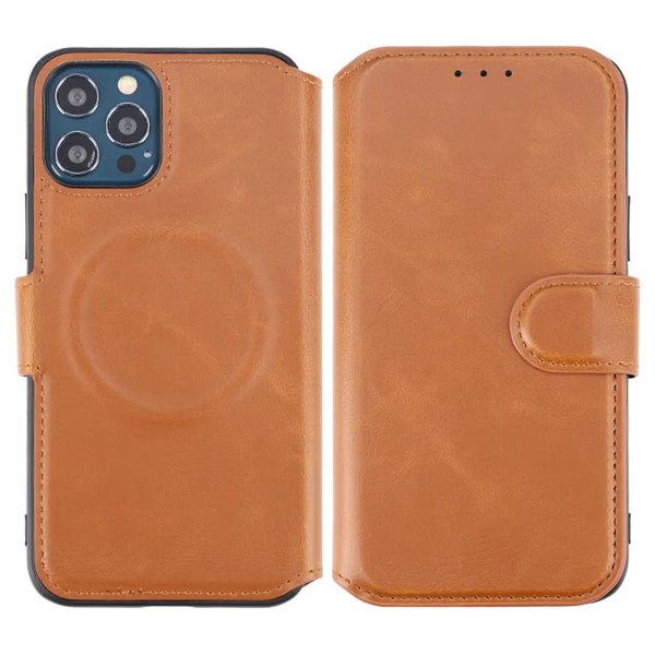 Rvelon iPhone 12/iPhone 12 Pro Flip Cover Kortlomme Brun