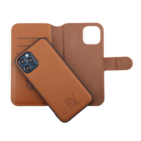Rvelon iPhone 12/iPhone 12 Pro Etui Magnetisk Aftageligt Cover Brun