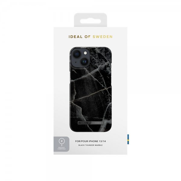 Ideal of Sweden iPhone 13/14/15/16e/17e Cover Fashion Case MagSafe Black Thunder Marble