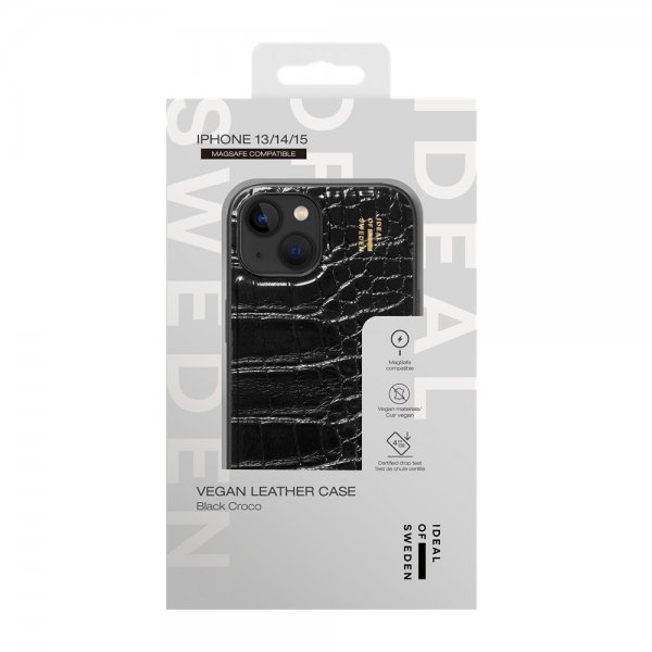 Ideal of Sweden iPhone 13/14/15/16e/17e Cover Vegansk Læder Cover MagSafe Black Croco