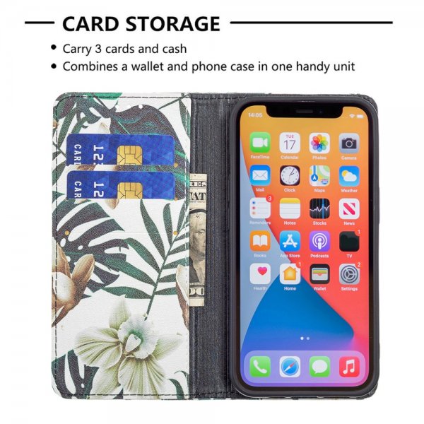 iPhone 13 Pro Flip Cover Motiv Blade og Blomster