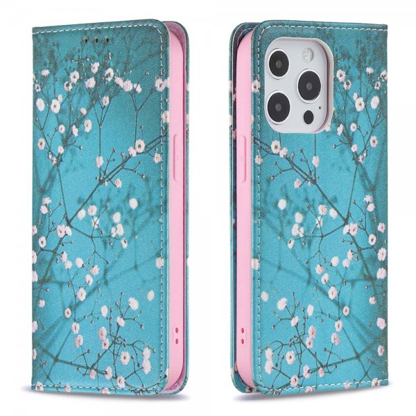 iPhone 13 Pro Flipcover Motiv Blommeblomster