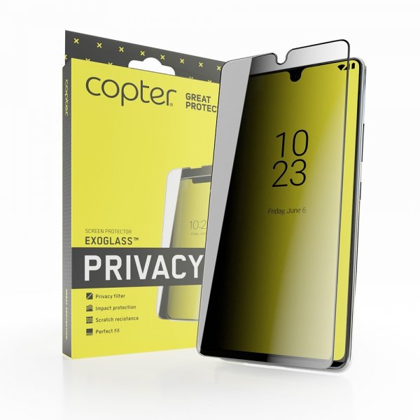 Copter iPhone 13/iPhone 13 Pro/iPhone 14 Skærmbeskyttelse Exoglass Curved Privacy